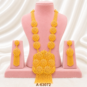 Conjunto de Collar y Pendientes Tradicionales de Lujo, Chapados en Oro y Plata, para Novia, Modelo A-63072 - Product Image 1