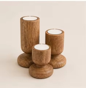 Wooden Candle Pillar Holder Luxury <b>Rustic</b> Decoration for <b>Table</b> Shelf and <b>Console</b> Display - Product Image 4