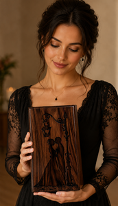 Wooden <b>Memorial</b> Urn Carved Keepsake Cremation Urn Decorative Casket Gift <b>Box</b> for Remembrance - Product Image 2