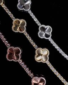 Luxury Women's 925 Silver 18K Gold Plated Rhodium Plated Moissanite Flower Chain <b>Bracelet</b> Trendy Everyday Wear Jewelry - Product Image 6