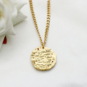 Collar con Colgante del Zodiaco Leo de Plata de Ley 925 Bañado en Oro, con Dije de Moneda Estrella y Circonitas de Colores, Joyería al por Mayor - Product Image 2