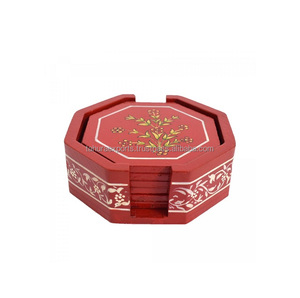 Attractive Price Classic Design Metal Coaster Premium Style Quality Wedding Table Decorative Wooden Coaster for Drinks - Product Image 1