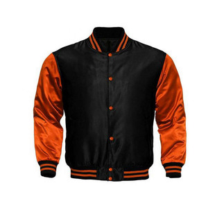 Men's Black Red Vintage Waterproof Varsity Jacket Satin Shell <b>Covered</b> <b>Button</b> Closure Stand Collar Winter Wear - Product Image 5