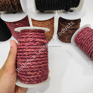 Latest Trendy 12 Ply Bolo Braided Leather Cord Genuine Cowhide 925 Silver Plated Ruby Necklace Jewelry Findings Components - Product Image 3