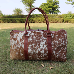 Bolsa de Viaje de Piel de Vaca con Cierre de Cremallera y Gran Capacidad, Bolsa de Fin de Semana con Correa para el Hombro - Product Image 6