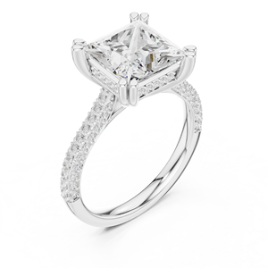 Anillo de Compromiso de Diamantes con Corte Princesa de Lujo, Anillo de Novia con Pavé de Oro de 18K, Joyería Fina para Mujer - Product Image 3