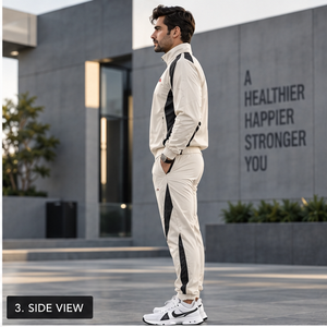 Survêtement de jogging sportif sublimé pour homme, blanc et noir, coupe-vent, avec fermeture éclair intégrale, respirant, logo avant, OEM, le plus vendu 2026 - Product Image 3