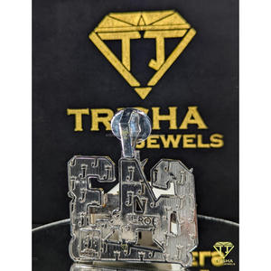 Elegant Custom Name Pendant Flooded with VVS Lab grown Diamonds 925 sterling silver Hip Hop Accessory by Trisha Jewels - Product Image 5