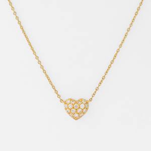 Collier pendentif cœur élégant en or jaune 14 carats avec diamant de laboratoire 0,40 ct, serti pavé, certifié IGI, pour usage quotidien, luxe discret - Product Image 1