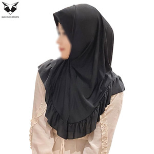 Hijab instantané gris à volants, prêt à porter, mode modeste, confortable et respirant, foulards hijab pour femmes, facile à porter - Product Image 2