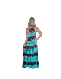 Vestido largo de rayón con efecto tie-dye estilo bohemio para mujer, sin mangas, fluido, ligero, informal, para la playa en verano - Product Image 4