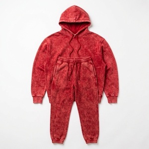 Conjunto Deportivo Unisex de Poliéster Lavado al Ácido, Sudadera con Capucha y Pantalones, Manga Larga, Cordón Ajustable, Color Sólido, Ropa Casual de Otoño, Secado Rápido - Product Image 5