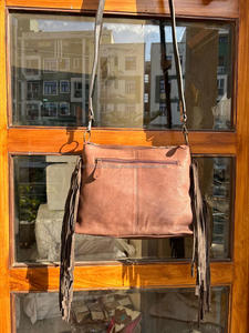 Bolso de hombro hecho a mano con pelo tallado, estilo occidental, con flecos de piel de vaca, estilo bohemio, piedra turquesa - Product Image 5