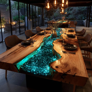 Mesa Rectangular de Resina y Madera de Acacia de Diseño Moderno, Lujosa, Personalizada, Duradera, Impermeable, Regalo para Diwali o Jubilación - Product Image 3