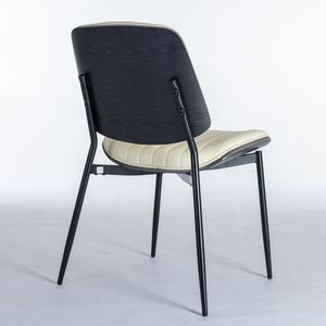 Set di 2 Sedie da Pranzo in Ecopelle Stile Mid-Century Moderno Retrò con Schienale in Legno Curvato Noce - Product Image 6