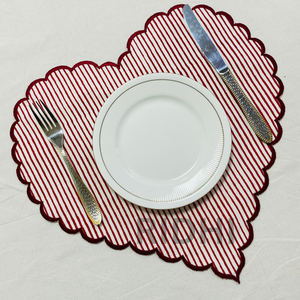 Ridhi Red Linen Placemats with Red Embroidery Heart Shape <b>Table</b> Placemat Reusable <b>Table</b> <b>Mats</b> Bulk for Hotels, Weddings & Events - Product Image 6