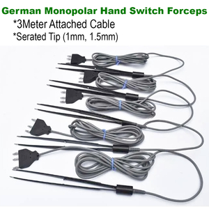 Pinces électrochirurgicales monopôlaire réutilisables de qualité allemande avec interrupteur manuel, câble de 3 m, pointe dentelée 1,0 mm 1,5 mm - Product Image 4