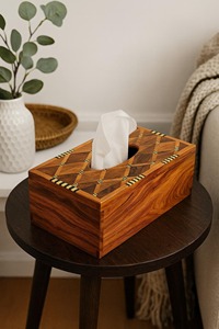 Porte-boîte à mouchoirs en bois sculpté à la main, parfait pour la table, le salon, la chambre, la salle de bain et la décoration intérieure chaleureuse, en provenance d'Inde - Product Image 5