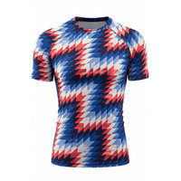 Chemise de compression à manches courtes pour homme, imprimée par sublimation, à séchage rapide, en polyester, pour la salle de sport, la remise en forme et l'entraînement