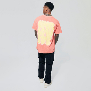 Men's Coral T-<b>Shirt</b> With Yellow Puff Print Logo Back Design Regular Fit Short Sleeve Casual Style 100% Cotton Jersey O-Neck - Product Image 3