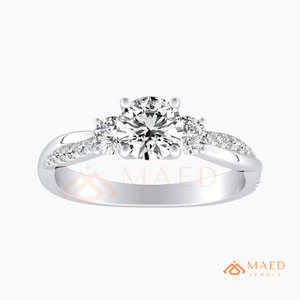 925 Sterling Silver Round Cut Moissanite Three Stone Engagement Ring Wedding Band Bridal Jewelry USA Gift - Product Image 5