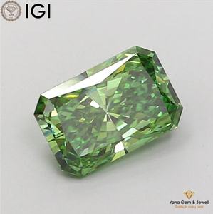 Diamant de laboratoire CVD de 1,50 carat, taille Radiant, avec certificat IGI, couleur vert vif fantaisie, clarté VS1, pièce de bijouterie personnalisée - Product Image 1