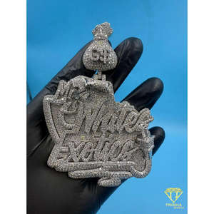 Pendentif personnalisé style rappeur en argent sterling 925 serti de diamants VVS cultivés en laboratoire, bijoux hip-hop - Product Image 1