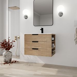 Lavandino da bagno a parete da 30 pollici con cassetto Soft-Close per lavello e Shelf-G-BVB01430IMO-GRB3020MOWH laterali - Product Image 2