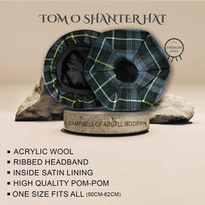 Gorro Escocés Premium Tam o' Shanter con Pompón, Lana Acrílica, Tartán, Venta al Por Mayor, Personalizado - Product Image 2