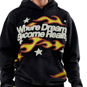 Sudadera con Capucha Personalizada con Gráfico de Llamas, Donde los Sueños se Vienen a la Realidad, Sudadera Estampada, Sudadera Holgada de Estilo Urbano, Fabricante de Sudaderas con Capucha - Product Image 2