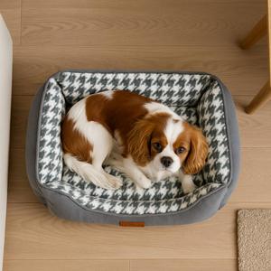 Cuccia per Animali Yommy con Elegante Design Pied-de-Poule, Morbida e Calda con Base Antiscivolo, Disponibile in 3 Misure - Product Image 4