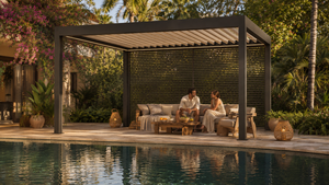 Pergola moderne en aluminium avec toit à lames, gazebo, pavillon de patio extérieur avec bande lumineuse LED - Product Image 6