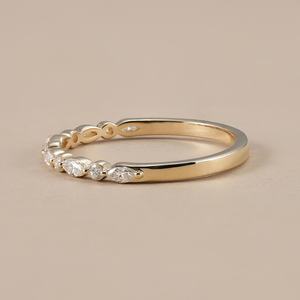 Minimalist Marquise And Round Cut Diamond Half Eternity Band <b>Ring</b> Lab Grown 10K Yellow Gold Wedding Bridal Gift For Party Charms - Product Image 4