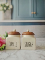 Pot de rangement élégant pour thé avec couvercle en bois, scellé pour la fraîcheur, organisateur décoratif pour comptoir, idéal pour garde-manger, design durable