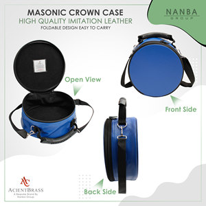 Étui de rangement haut de gamme pour casquette maçonnique (bleu) en similicuir, boîte à chapeau Rite écossais avec fermeture éclair, léger, taille personnalisable - Product Image 5