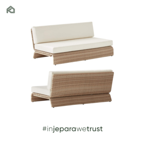 Sofá Seccional Moderno de Mimbre para Dos Personas, Resistente a la Intemperie, para Hoteles Comerciales, con Espuma de Alta Densidad Duradera - KLOPS LIVING - Product Image 1