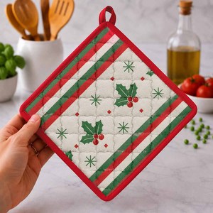 Porte-ustensiles 100% coton, motif de Noël imprimé, taille et logo personnalisés, porte-ustensiles pour Noël - Product Image 4