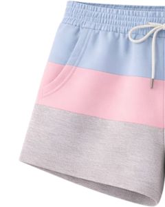 Sky Blue Pink <b>Grey</b> <b>Women</b> Lounge <b>Shorts</b> Elastic Waist Drawstring Soft Cotton Polyester Casual Sleepwear Summer Comfy <b>Shorts</b> - Product Image 3