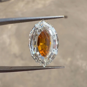 เพชรทรงยาวสองสีแบบโบราณที่เพาะเลี้ยงในห้องปฏิบัติการจาก D Gleam Jewels |   พลอยรูปไข่สีเหลืองสดใสตรงกลาง |   วินเทจสองชั้นแบบหลวมๆ - Product Image 2