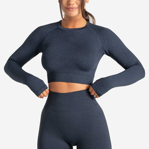 Camiseta de Yoga para Mujer, Elástica en Cuatro Direcciones, Transpirable, de Secado Rápido, Ropa Deportiva para Fitness, Ejercicio, Gimnasio, Sin Costuras, Suave - Product Image 3