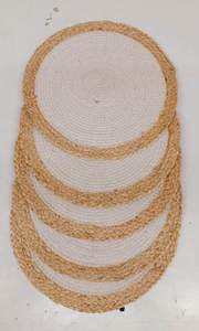 Eco-friendly handwoven round natural jute and cotton braided placemat for stylish rustic table décor and <b>dinner</b> table <b>mats</b> - Product Image 4