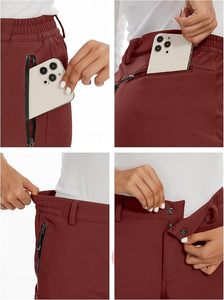 Unisex Heated Windproof <b>Fleece</b> <b>Lined</b> Ski Pants Red 100% Polyester -Tex Elastic Closure Outdoor Wear - Product Image 2