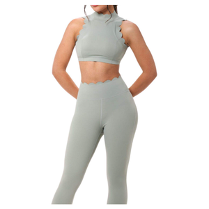 Custom Wholesale Women's Plus Size Solid 2 Pcs Yoga Set Breathable Cross <b>Back</b> Sports Bra & High Waist Sweat Wicking Fitness Wear - Product Image 2