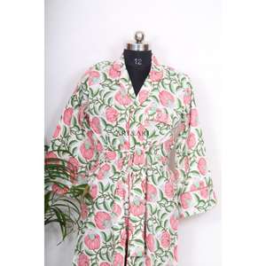 Camisón Kimono Bohemio de Algodón para Mujer, Estilo Indio, Largo Medio, con Cinturón y Botones Decorativos, Ajuste Holgado y Dulce - Product Image 4