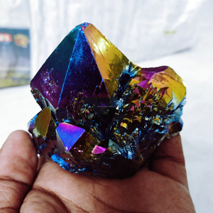 Rainbow Aura Quartz <b>Crystal</b> <b>Cluster</b> Irregular Shape Coated Semi-Precious Stone Art Collectible Decor - Product Image 6