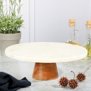 Exclusive Hot Sale on Best Quality Kitchenware Dining Table Wooden and <b>Marble</b> Bakeware <b>Cake</b> Pedestal <b>Stand</b> at Bulk Price - Product Image 1