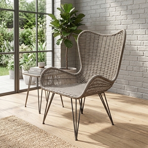 Fauteuils Kd Arthur avec structure en fer thermolaqué, fauteuil d'extérieur en corde tressée, siège de salle à manger haut de gamme pour patio, dossier haut avec coussin d'appoint - Product Image 4