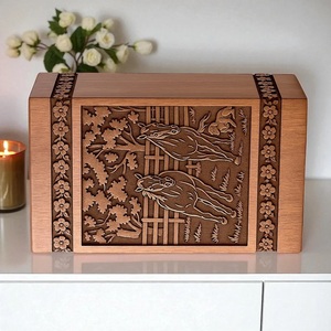 Handmade Personalized Engraved Wooden Pet Cremation Urn Eco-Friendly Durable <b>Memorial</b> Keepsake <b>Box</b> - Product Image 3