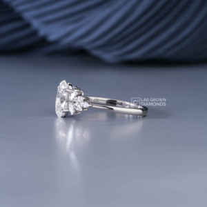 แหวนเพชรทรงมาร์คีส์และทรงรีจากเพชรเพาะเลี้ยง 14KT ทองคำขาว ประดับเพชร 11 เม็ด คุณภาพ EF หรูหรา สำหรับผู้หญิง เหมาะสำหรับวันครบรอบแต่งงาน - Product Image 3