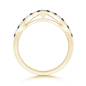Anillo de boda trenzado con diamantes blancos y negros naturales en oro de 10K, 14K, 18K y plata 925, 935. - Product Image 4